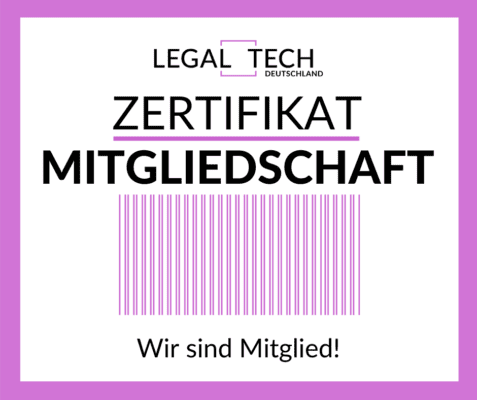 Legal Tech Deutschland – Zertifikat Mitgliedschaft